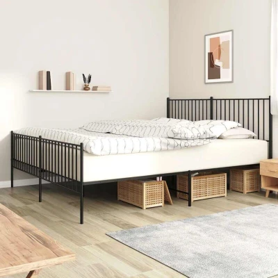 Image of Metal Bed Frame without Mattress with Footboard Black 180x200cm Vidaxl