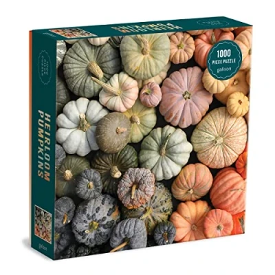 Image of Galison 9780735369559 Heirloom Pumpkins 1000 Piece Puzzle in Square Box