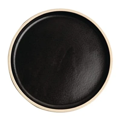 Image of Olympia Canvas Flat Round Plate Delhi Black 180mm (Pack of 6)