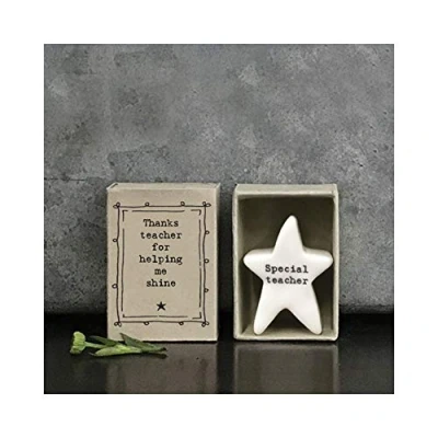 Image of East of India MINI Matchbox Thanks Teacher for Helping Me Shine Porcelain Gift Thank you Present Letterbox Keepsake