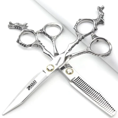 Image of Silver 440c high Hardness Sharp Professional Hairdressing Scissors 6/7 inch Salon Hairdresser Special Hair Cutting (6 2 Piece Set)