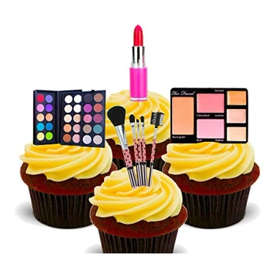 Image of Make up/Cosmetics Edible Cupcake Toppers Stand up Wafer Cake Decorations (Pack of 12)
