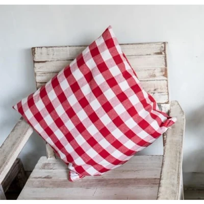 Image of texpot Cushion Cover 40 x cm 20 mm Checked Red/White Zip Country House Sofa Decorative Vichy Bavarian Check