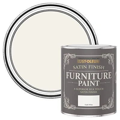 Image of Rust Oleum White Furniture Paint in Satin Finish Chalk 750ml