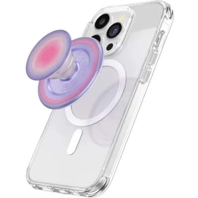 Image of PopSockets Phone Grip Compatible with MagSafe, Adapter Ring for MagSafe Included, Holder, Wireless Charging Aura