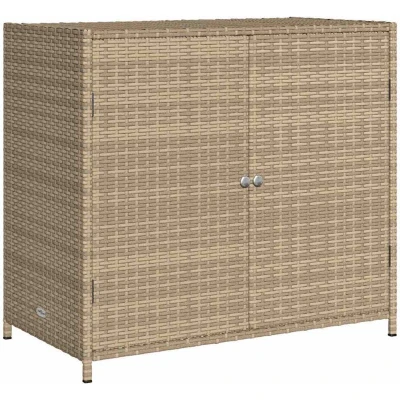 Image of vidaXL Garden Storage Cabinet Beige 83x45x76 cm Poly Rattan