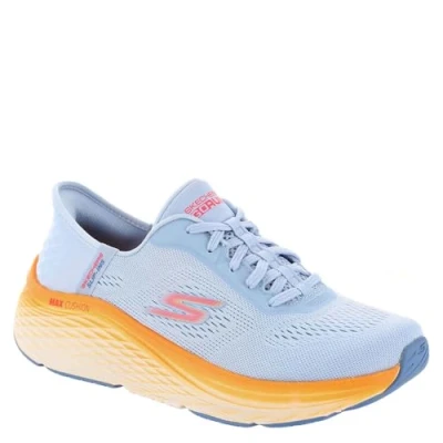 Image of Skechers Performance MAX Cushioning Elite 2.0 Neutral running shoes, Women&#039;s, Size: 4, Blue textile/orange trim Textile