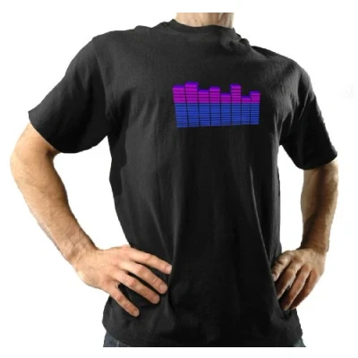 Image of Thumbs Up Unisex Adults T Qualizer II 3D Version Graphic Equalizer Flashing Shirt Black Large