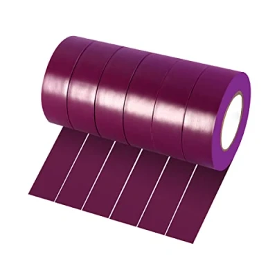Image of Xrkuu 6 Rolls Purple Electrical Tape, 18mm x 10m PVC Insulation Waterproof Strong Adhesive Electric Tape for Wire Projects, Insulating and Repair Broken Wires