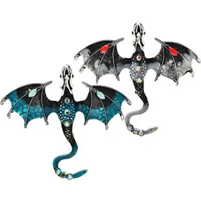 Image of vepoty 2 Pcs Brooch Pin Vintage Rhinestone Flying Dragon Lapel Clothing Hat Bag Accessories for Men and Women