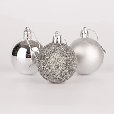 Image of 50mm/18Pcs Christmas Baubles Shatterproof Silver, Tree Decorations Ball Ornaments Balls Xmas Hanging Holiday Decor Shiny,Matte,Glitter
