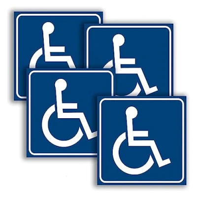 Image of Shienfir Handicap Signs Stickers Decal Symbol, 4pcs Waterproof Scratch Resistant UV Disabled Wheelchair Sign Stickers, Self Adhesive Vinyl for Applying inside the Window or G