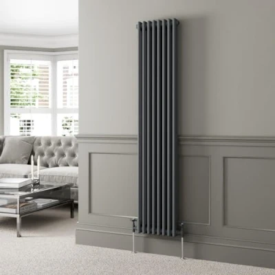 Image of DuraTherm® 1800 x 380mm Anthracite Grey Traditional Vertical Designer Radiator Double Column Colosseum Cast Iron Style Central Heating Panel Radiators Rad
