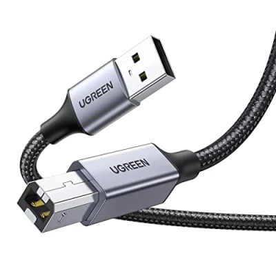 Image of UGREEN USB A to B Cable, Braided High Speed 2.0 Type Male Lead Compatible with All Devices Epson, HP DeskJet/Envy, Lexmark, 3D, Dell, Brother, DAC, in One, Scanner (3M)