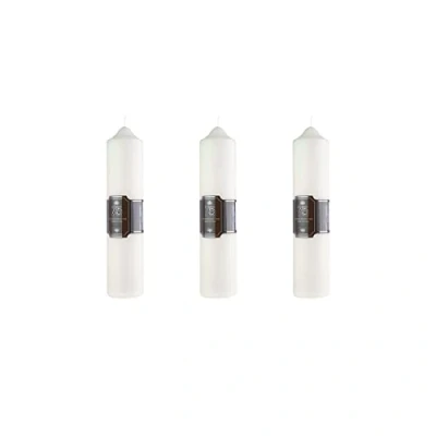 Image of Pillar Candles Pack of 3 Long Burning Large Candle 5cm x 23cm with 75 Hours Burn Time Dripless, Smokeless, Unscented Church Ideal for Weddings, Spa and Parties