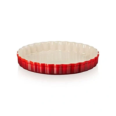 Image of Le Creuset Heritage Fluted Flan Dish, Stoneware, 24 cm, 1.12 kg, Cerise, 71120240600001