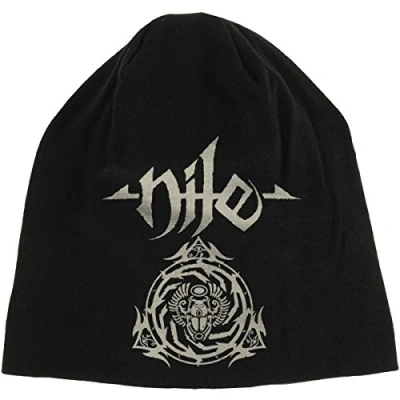 Image of Nile Beanie Hat Scarab Band Logo Official Black Unisex Jersey Print One Size