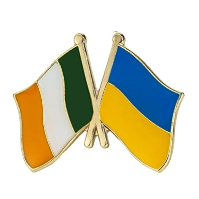 Image of Ireland Irish &amp; Ukraine National Friendship Flag Metal Enamel Pin Badge
