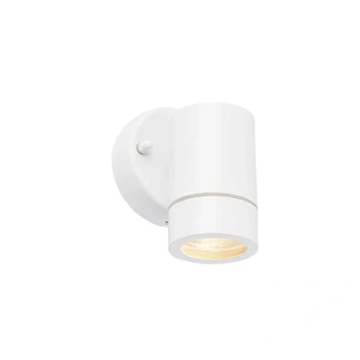 Image of Saxby 75441 Palin Gloss White Stainless Steel Outdoor IP44 Wall Light