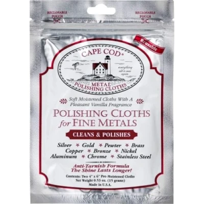 Image of Cape Cod Metal Polishing Cloths Jewellery Cleaning Cloth Polish for Fine Metals Anti Tarnish Watch Gold &amp; Silver, Brass More
