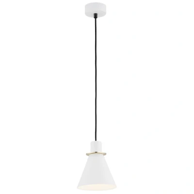 Image of Beverly Dome Pendant Ceiling Light White Structure, Brass Elements