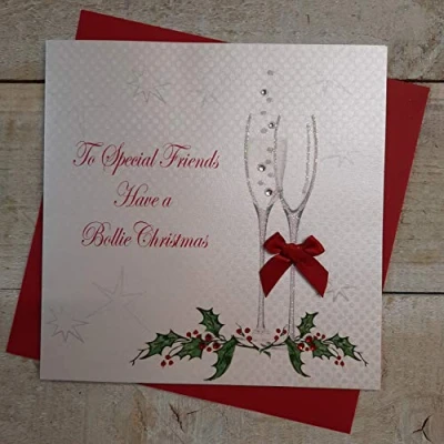 Image of White COTTON CARDS X63 Special Friends Have A Bollie Christmas Handmade Card,