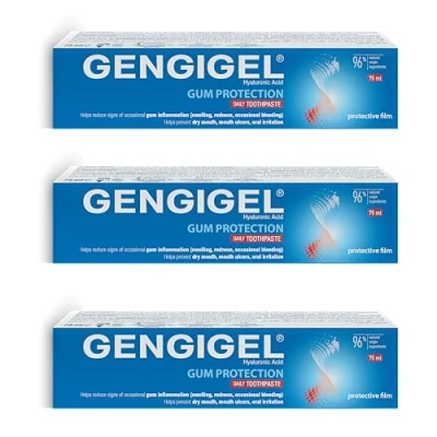 Image of Gengigel Gum Protection Toothpaste 75ml with Hyaluronic Acid Triple Pack