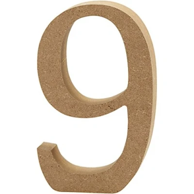 Image of Creativ&quot;9&quot; MDF Number, Brown, 13 x 2 cm