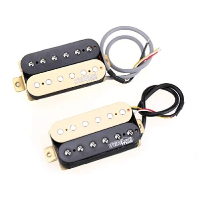 Image of Wilkinson Classic Tone Ceramic Overwound Open Style Humbucker Pickups Set for Electric Guitar, Zebra