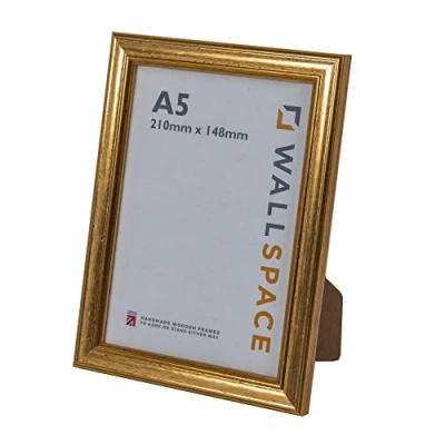 Image of Wall Space A5 Gold FrameA5 Photo Frame Picture Natural WOOD Frames All Wooden are made from SOLID and have REAL GLASS
