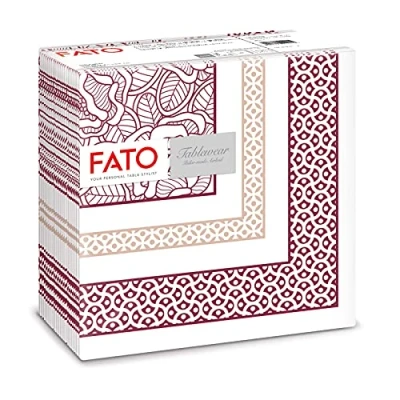Image of Fato Dry Paper Napkins, Airlaid, Fabric Effect, Pack of 50 Size 40x40 Folded in 4, Decoration Bouquet Red Garnet