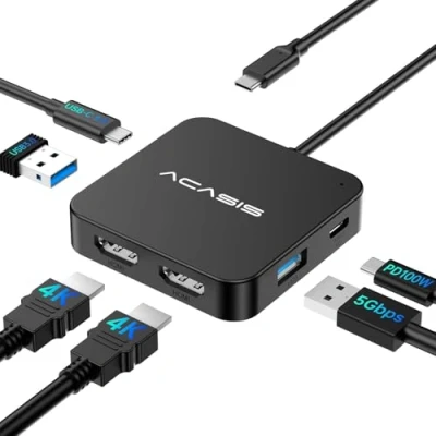 Image of Laptop Docking Station Dual Monitor, ACASIS USB C Hub HDMI, 100W PD, 2 HDMI Adapter 4K, 3.0, 1 Dock Compatible with MacBook/Dell/HP/Surface/Lenovo/Steam Deck