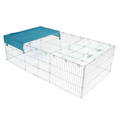 Image of Rabbit Run Galvanised by Cozy Pet Playpen Rectangular 2.15m Long with Protective Cover Guinea Pig Pen, Dog Puppy Cage Ferret Play Pen RR05. (We do not ship to the Channel Islands.)