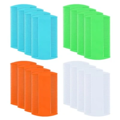 Image of EUPSIIU 16 Pack Nit Comb, Double Sided Headlice Combs, Lice Durable Grooming Fine Tooth Dectection Comb for Kids Adults Pets (White, Blue, Green, Orange）