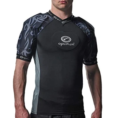 Image of Optimum Razor Men&#039;s Protective Top EVA Padding Protection, Rugby Approved Shoulder Pads Lightweight and Breathable Black/Silver, Large