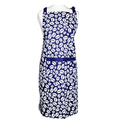 Image of Prime Homewares Navy Blue Bean Design Pot Holder, Oven Glove, Tea Towels, Apron (Apron)