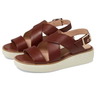 Image of OriginalGrand Platform Leather Women&#039;s Slingbacks Wedge Sandals