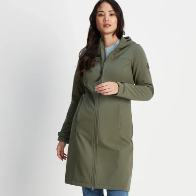 Image of TOG24 Marina Womens Extra Long Softshell Jacket Khaki Size 10 UK