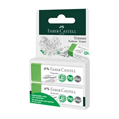 Image of Faber Castell Eraser Erasure PVC free &amp; Dust Blister card of 2