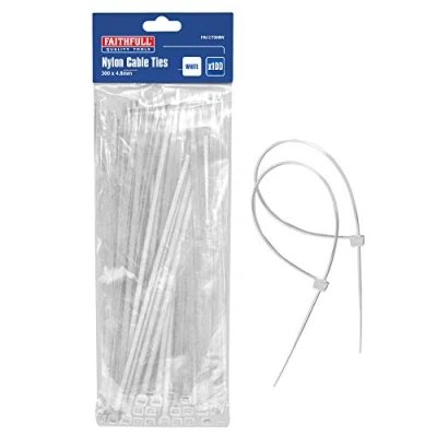Image of Faithfull CT300W Cable Ties White 300 x 4.8mm (100 Pieces)
