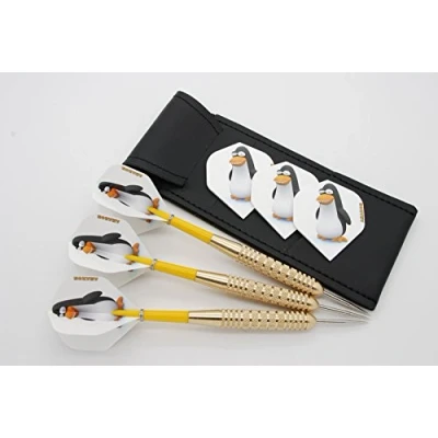 Image of 24g Brass darts set &#039;PENGUINS&#039; Standard flights,shafts,case!