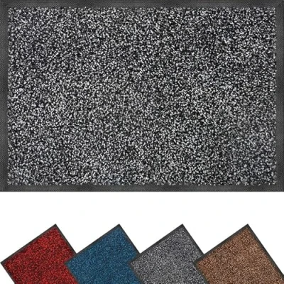 Image of eXtreme Door Mat for Indoor and Outdoor 120 x 170 cm Heavy Duty Dirt Trapper Home, Kitchen, Office Super Absorbent, Washable, Non Slip Vinyl Backed Floor Grey/Black
