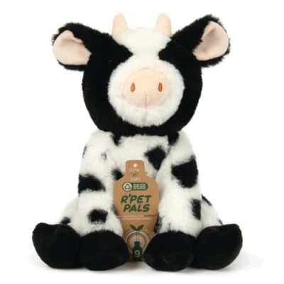 Image of L &amp; P Home Gifts Lesser Pavey Rpet pals Moo sitting cow Teddy Bear For Kids Made Up of Recycled Bottles Stuffed Animal Soft Toys Ideal Birthday or Baby Gift