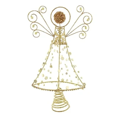 Image of Festive Productions Tree Topper : Gold Glitter Abstract Angel 18cm