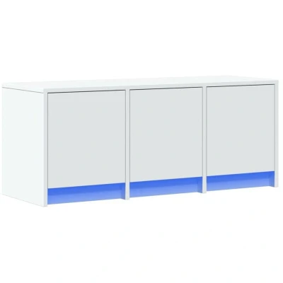 Image of vidaXL TV Cabinet with LED Lights 97x34x40 cm White Engineered Wood Stand Media Unit for Living Room/Bedroom