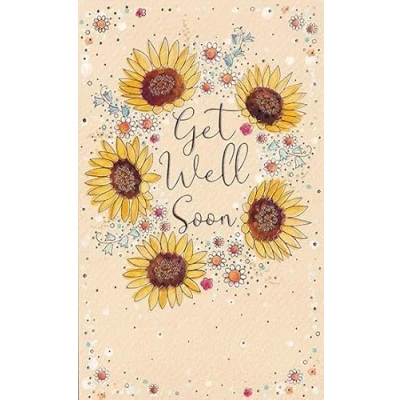Image of Get Well Soon Card, Bright Wishes Card with Sunflowers Hope you Feel Better Wishing a Speedy Recovery For Him Her Greetings
