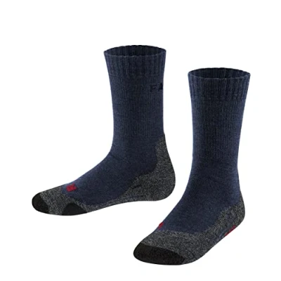 Image of FALKE Unisex Kids TK2 K SO Wool Thick Anti Blister 1 Pair Hiking Socks, Blue (Dark 6680), 6 8.5