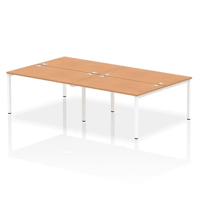 Image of Impulse Bench B2B 4 Person 1400 White Frame Office Desk Oak