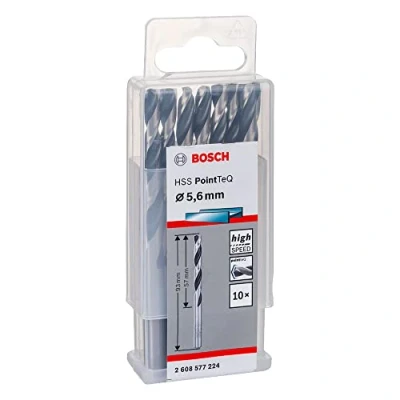 Image of Bosch Professional 10 Piece PointTeQ HSS Twist Drill Bit (for Metal, 5.6 x 57 93 mm, Driver Accessories)