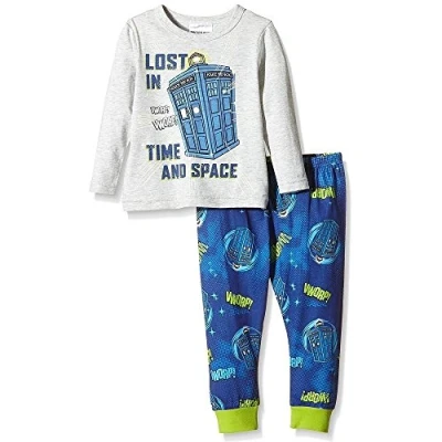Image of BBC Doctor WHO® DW Dr Who Classic Lost in Time &amp; Space Tardis Pyjama Set Round Collar Long Sleeve Arms 100% Cotton Official Merchandise (4 5 Years)